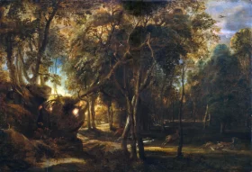 A Forest at Dawn with a Deer Hunt 1635 by Peter Paul Rubens