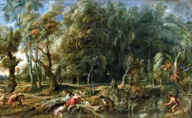 Atalanta and Meleagro Hunting the Boar of Calidón by Peter Paul Rubens
