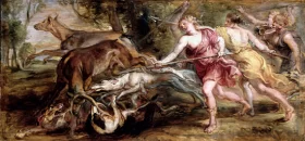 Diana and Her Nymphs, Hunting 1636 by Peter Paul Rubens
