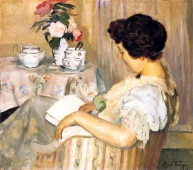 Alice Reading beside a Cup of Tea by Roger Fresnaye