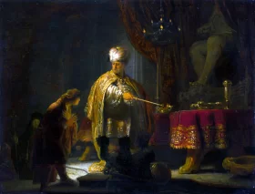 Daniel and Cyrus before the Idol Bel 1633 by Rembrandt