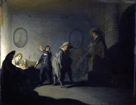 Interior with Figures 1628 by Rembrandt
