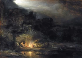 Rest on the Flight into Egypt 1647 by Rembrandt