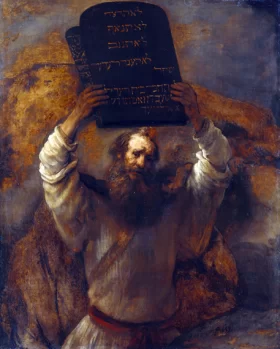 Moses with the Ten Commandments 1659 by Rembrandt