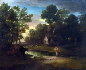 Wooded Landscape with Cattle by a Pool by Thomas Gainsborough
