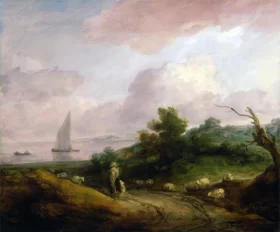 Coastal Landscape with a Shepherd and His Flock by Thomas Gainsborough