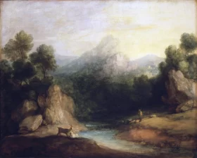 Pastoral Landscape (Rocky Mountain Valley with a Shepherd, Sheep, and Goats) 1783 by Thomas Gainsborough