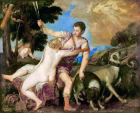Venus and Adonis by Titian Vecellio