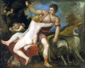 Venus and Adonis 1560 by Titian Vecellio