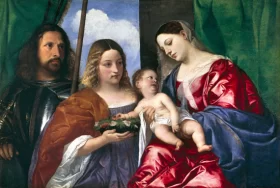 Madonna and Child with Sts Dorothy and George by Titian Vecellio