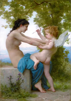 A Girl Defending Herself against Eros 1880 by William-Adolphe Bouguereau