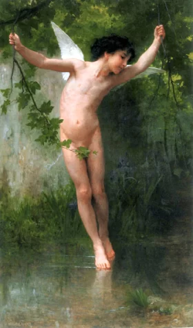 Cupid flying over water by William-Adolphe Bouguereau