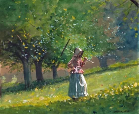 Girl with hay rake, 1878 by Winslow Homer