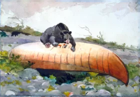 Bear and Canoe 1895 by Winslow Homer