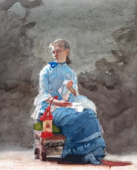 Woman Sewing 1876 by Winslow Homer