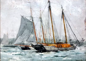 Three Schooners at Anchor, Gloucester, 1880 by Winslow Homer