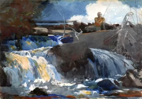 Casting in the Falls, 1889 by Winslow Homer