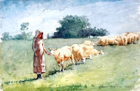 Girl and Sheep, 1880 by Winslow Homer