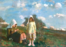 Two Girls with Sunbonnets In a Field, 1878 by Winslow Homer
